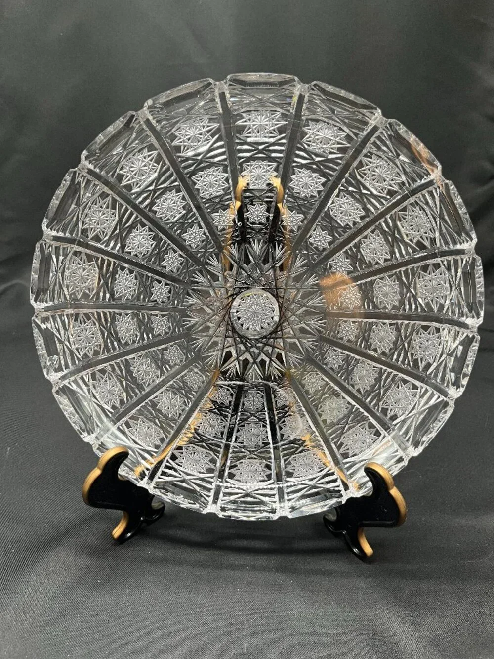 Vintage Bohemian Hand-Cut 24% Lead Crystal Serving Plate or Platter